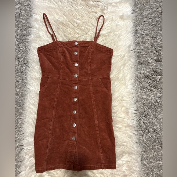 Love Tree Dresses & Skirts - Brown Corduroy Button-Front Mini Dress